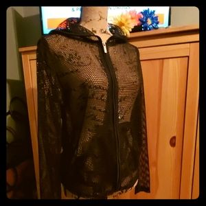 Mesh Jacket w Pockets and Hood, Black
